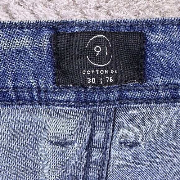 91 Cotton On Crop Slim Leg‎ Jeans Womens 30 Mid Rise Distressed Stretch Denim - Picture 15 of 16